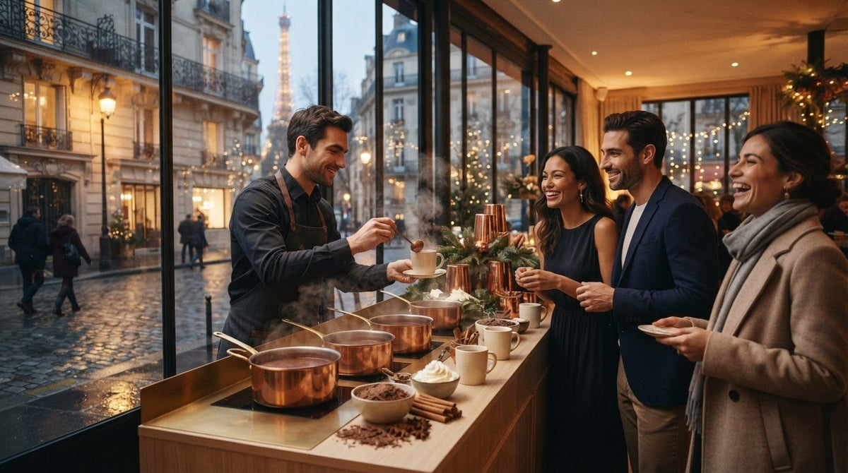 Animation bar à chocolat chaud pour événement hivernal à Paris : le guide