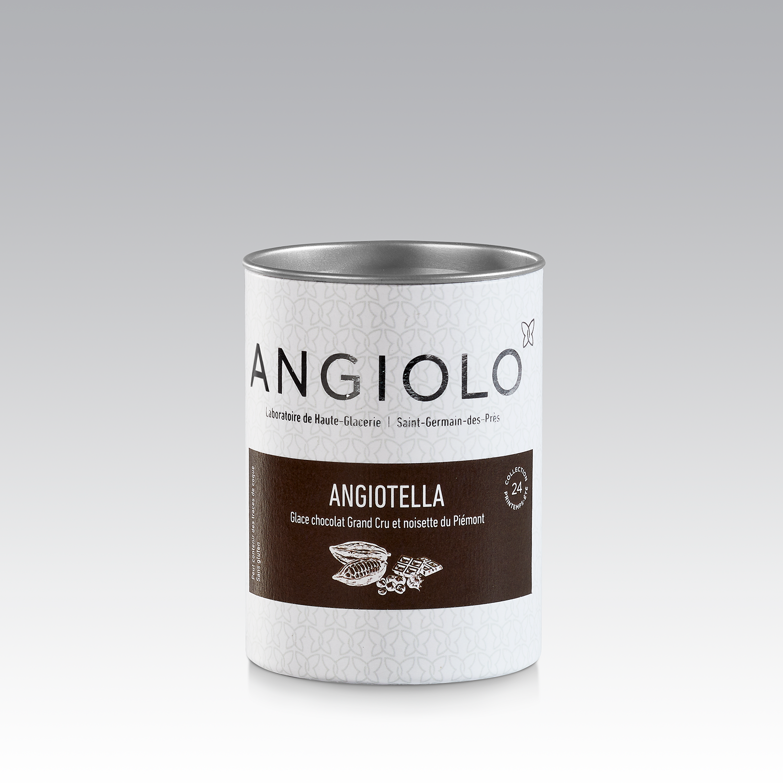 Petit pot de glace Gianduja Angiotella Angiolo. Coffret Cadeau Glaces