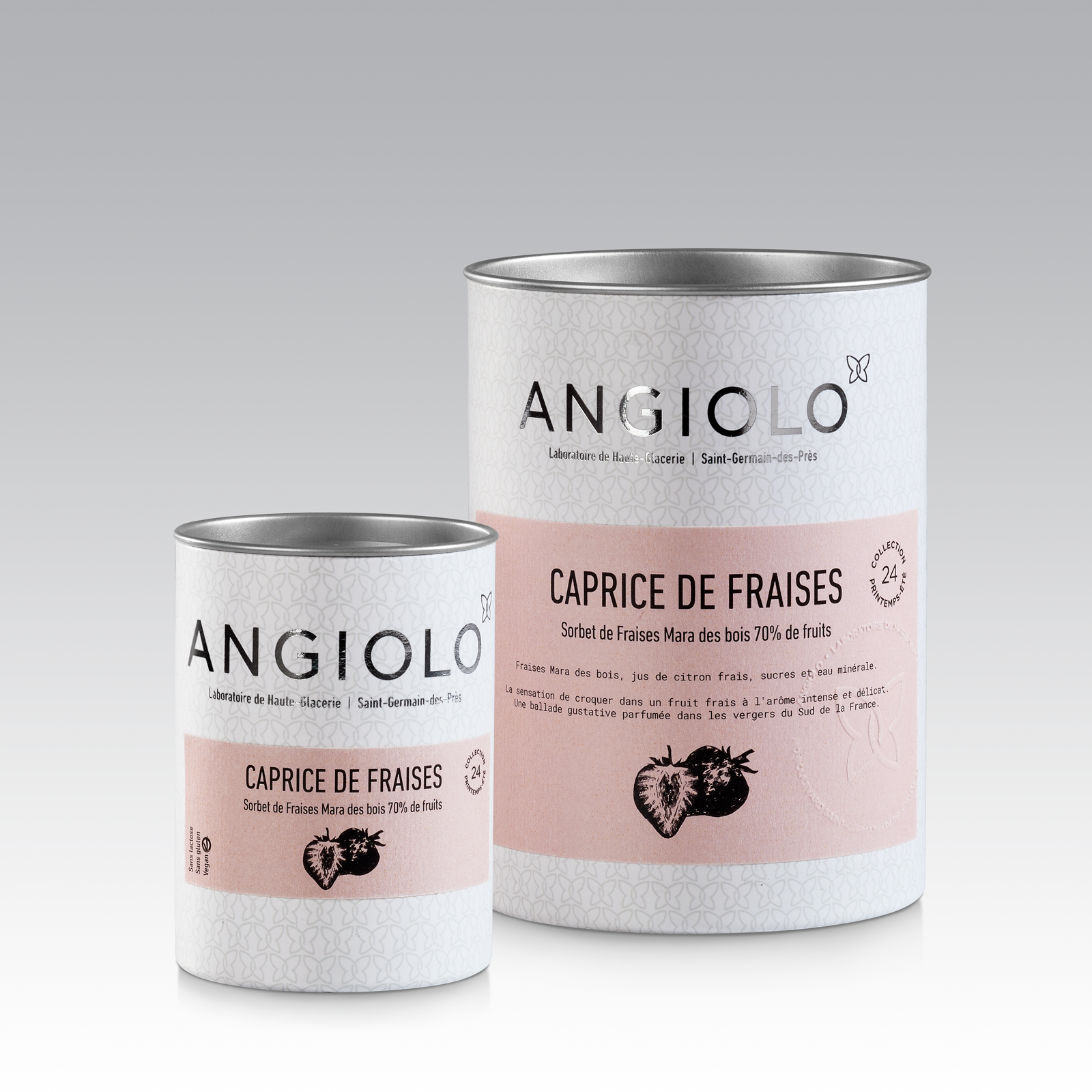 Sorbet Fraise Mara des Bois pour la maison, Strawberry IceCream take away and home delivery, Strawberry Gelato 70% fruit